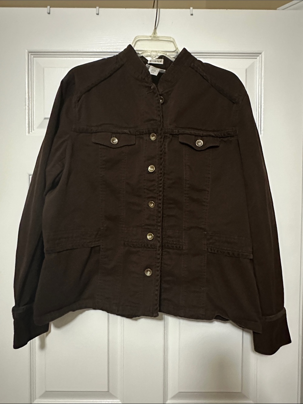 Jones New York Dark Brown Button-Front Jean Jacket